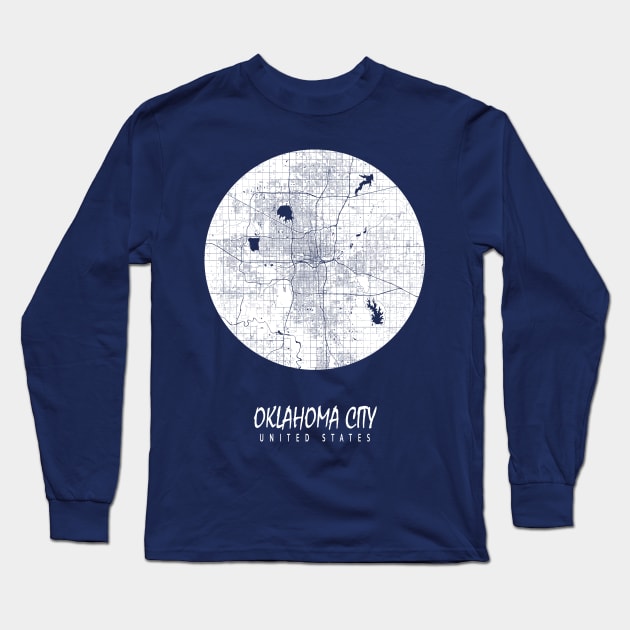 Oklahoma, USA City Map - Full Moon Long Sleeve T-Shirt by deMAP Studio